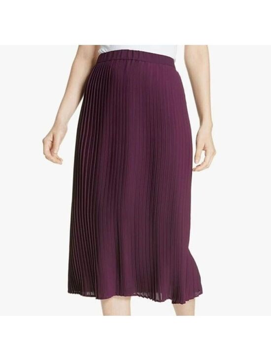 Eileen Fisher Dresses & Skirts - Eileen Fisher Knife Pleat Midi Skirt Purple Polyester Women's Size 12